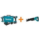 MAKITA 18V LXT Brushless 1/2in Hammer Drill/1/4in Impact Wrench COMBO KIT w/Recip Saw